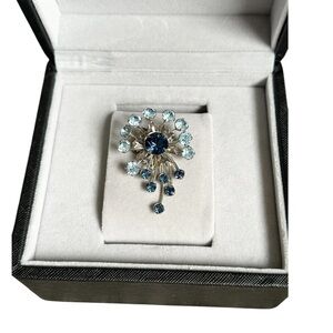 Vintage 2000s Silver Faux gemstones Brooch Pin